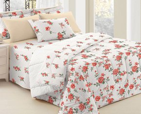 Jogo de Cama King 150 Fios 4 Peças 40 cm Diamante Teka Eleonor Branco e Bege