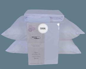 Jogo de Cama Casal 04 Peças 300 Fios Toque de Seda 1,38 X1,88m Jolitex Branco