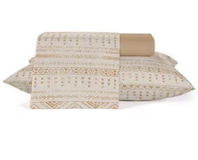 Jogo De Cama Casal 04 Peças Estampado 2,00 X 2,20 Crystal Teka Asteca