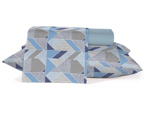Jogo De Cama Casal 04 Peças Estampado 2,00 X 2,20 Crystal Teka Triangular