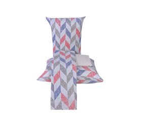 Jogo De Cama Casal 100% Algodão 4 Peças 2,00x2,20 Estampado Crystal Teka Alvorada Marinho E Cinza Claro