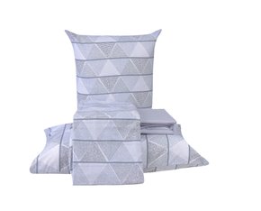 Jogo De Cama Casal 150 Fios 4 Peças 2.20x2,50 Estampado Diamante Teka Boris Cinza Claro