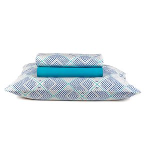Jogo De Cama Casal Duplo 4 Peças Santista Prata Philip Turquesa