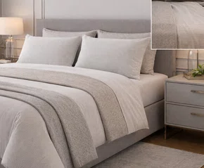 Jogo De Cama Casal 4 Peças Percal  180 Fios 210X240 Altenburg Cinza e Bege