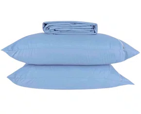 Jogo De Cama Casal  Percal 200 Fios 3 peças Renan Enxovais Azul Claro