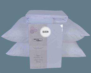 Jogo de Cama Queen 04 Peças 300 Fios Toque de Seda 1,58 X1,98m Jolitex Branco