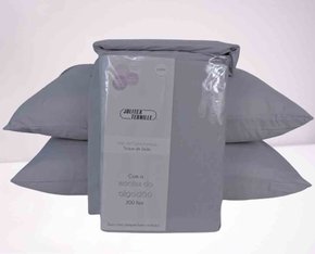 Jogo de Cama Queen 04 Peças 300 Fios Toque de Seda 1,58 X1,98m Jolitex Cinza