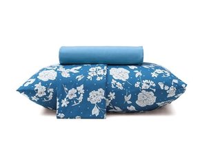 Jogo de Cama Queen 100% Algodão 2,40mx2,50m Cotidien Altenburg Azul