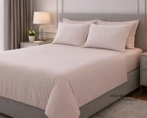 Jogo De Cama Queen 3 Peças 180 Fios 158X198 Percal Altemburg Rose e Branco