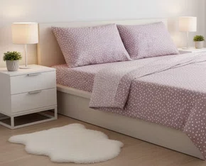 Jogo de Cama Queen 4 Peças 100% Algodão Maxi Poá Altenburg Rosa e Branco
