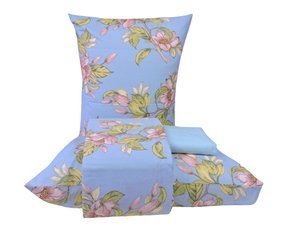 Jogo De Cama Queen Estampado 4 Peças 2,40m x 2,50m Crystal Teka Gardenia Azul