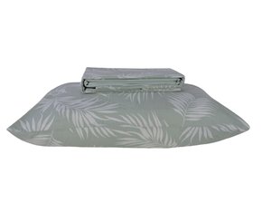 Jogo De Cama Solteiro Com 3 Peças 1.40x2.20 30 cm Estampado Crystal Teka Rocco Verde Água