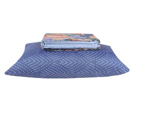 Jogo De Cama Solteiro Com 3 Peças 1.40x2.20 30cm Estampado Teka La Vie Marinho E Azul Claro