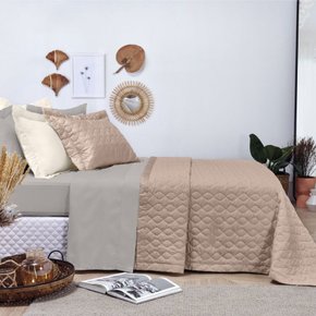 Jogo De Lençol Liso 300 Fios  Queen Cetim Sublime 4 Peças 2,60 X 2,70 Altenburg Bege