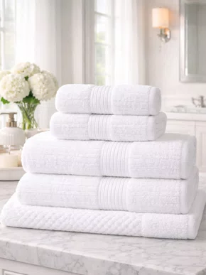 Jogo De Toalhas 5 Peças Fio Penteado e Canelado Buddemeyer Branco