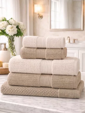 Jogo De Toalhas 5 Peças Fio Penteado e Canelado Buddemeyer Marrom