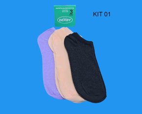 Kit Meia Com 03 Pares Unissex Adulto 4070 Derby Sortido 34/39
