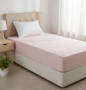 Lençol De Solteiro Com elástico 150 fios Santista Prata Rosa Claro