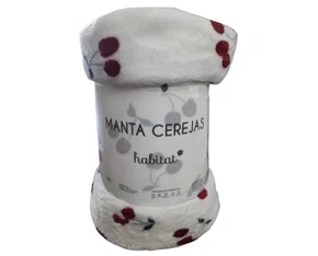 Manta Casal Cerejas 200X220cm Habitat Off e Vermelho