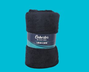 Manta Casal Microfibra Lisa 1.80X2,00CM Texfine Preto