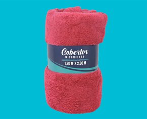 Manta Casal Microfibra Lisa 1.80X2,00CM Texfine Vermelho