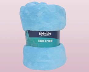 Manta Flannel Casal 1.80m X 2.00m 2180FL Texfine Azul Céu