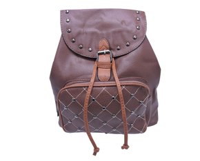 Mochila Feminina Adulto Sintético Com Bolso Frontal E Tachas X-6064 CH&LR Café