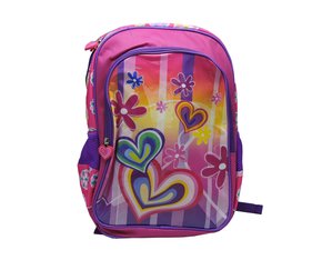 Mochila Feminina Infantil Estampa Coração YS42039 Convoy Kids Rosa e Lilás