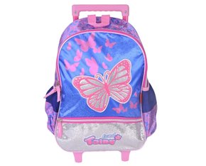 Mochila Infantil Com Rodinhas Tema Borboleta FAL30V00903 Gosuper Rosa