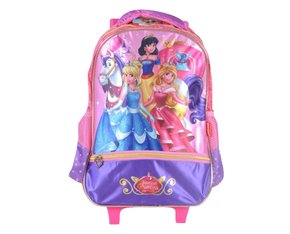 Mochila Infantil Com Rodinhas Tema Princesas  BEP30V00704 Gosuper Rosa