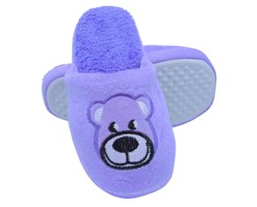 Pantufa Peluciada Unissex Infantil Bordada H13771 Center Lilás