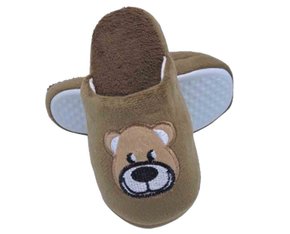 Pantufa Peluciada Unissex Infantil Bordada H13771 Center Marrom