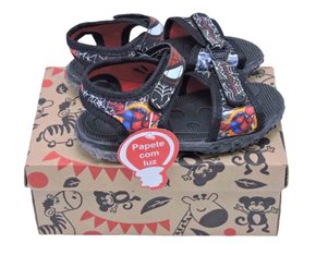 Papete Masculina Infantil Estampa Homem Aranha com Led 03 Crik Preto