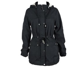Casaco De Sarja Feminino Adulto Com Capuz E Detalhe Pelo 66.09.0030 Mosaico Preto
