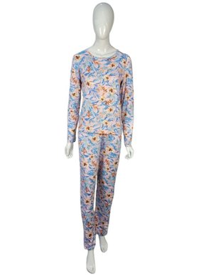 Pijama Feminino Adulto Em Suede Estampado 9200 Kanto Dos Sonhos Rosa e Azul