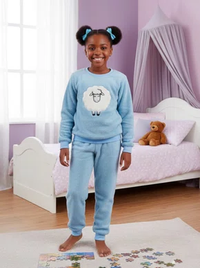 Pijama Fleece  Feminino Infantil 2-8 5809 Kanto Dos Sonhos Azul Claro