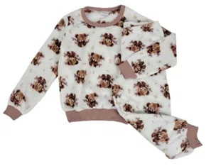 Pijama Fleece Feminino Juvenil 10-16 5813A Doce Luar Creme e Marrom
