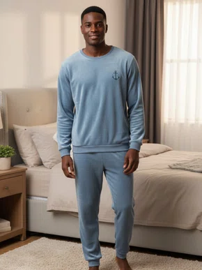 Pijama Fleece Masculino Adulto 5810 Kanto Dos Sonhos Azul Claro