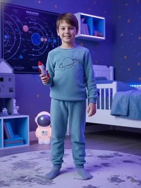 Pijama Fleece Masculino Juvenil  10-16 5811 Kanto Dos Sonhos Azul Claro