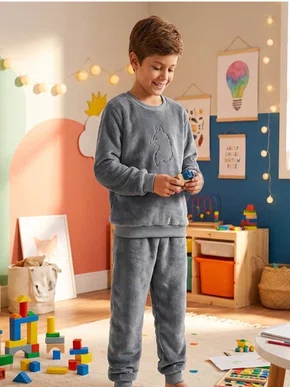 Pijama Fleece Masculino Juvenil  10-16 5811 Kanto Dos Sonhos Chumbo