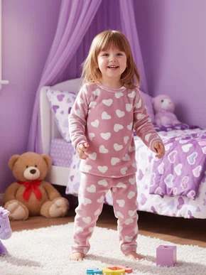 Pijama Plush Feminino Infantil 4-8 5816 Kanto dos Sonhos Rosa e Branco
