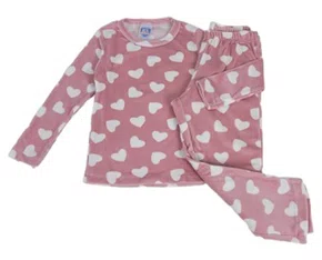 Pijama Plush Feminino Juvenil 10-14 5816A Kanto dos Sonhos Rosa e Branco