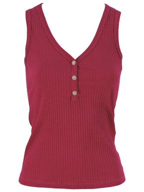 Regata Decote V Feminina Adulto Lisa Detalhe Botões V827M Vila Flor Rosa Chock