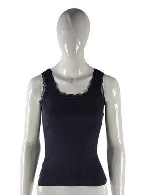 Regata Lisa Feminina Adulto Detalhe Renda 1000104059 Enfim Preto