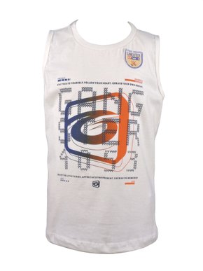 Regata Machão Infantil com Estampa Frontal  74.07.0101 Gangster Off White