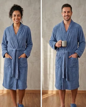 Roupão De Microfibra Plush Unissex Sofisticata Atlântica Azul
