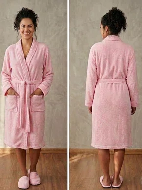 Roupão De Microfibra Plush Unissex Sofisticata Atlântica Rosa