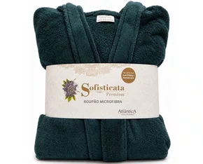 Roupão De Microfibra Plush Unissex Sofisticata Atlântica Verde