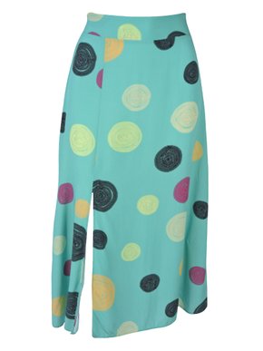 Saia Midi Feminina Adulto Detalhe Fenda V583T Vila Flor Verde