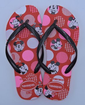 Chinelo Feminino Adulto Slim Disney Havaianas Vermelho E Preto